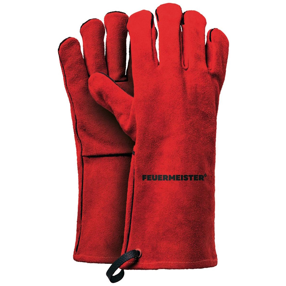 Leder Grillhandschuhe, rot, Größe 8