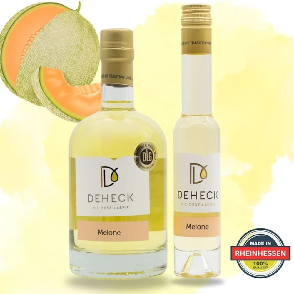Melonen Likör mit Honigmelone 0,1l und 0,5l von DEHECK Melone Likör 15% VOL 0,5l DEHECK