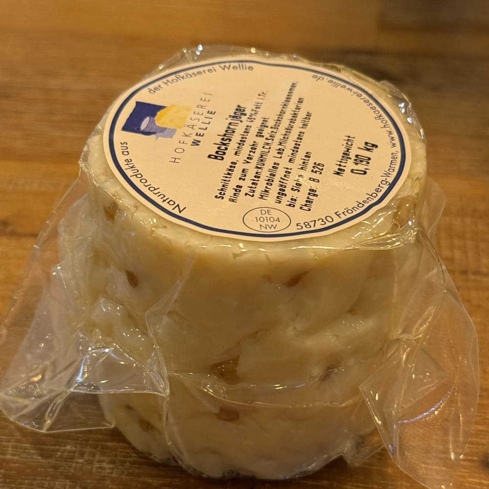 Bockshornjäger Mini Käse 190g Hofkäserei Wellie Bockshornjäger - mini Käse mit essbarer Naturrinde ca. 190g