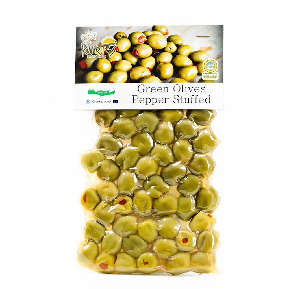  Grüne Oliven gefüllt mit Paprika 250g
