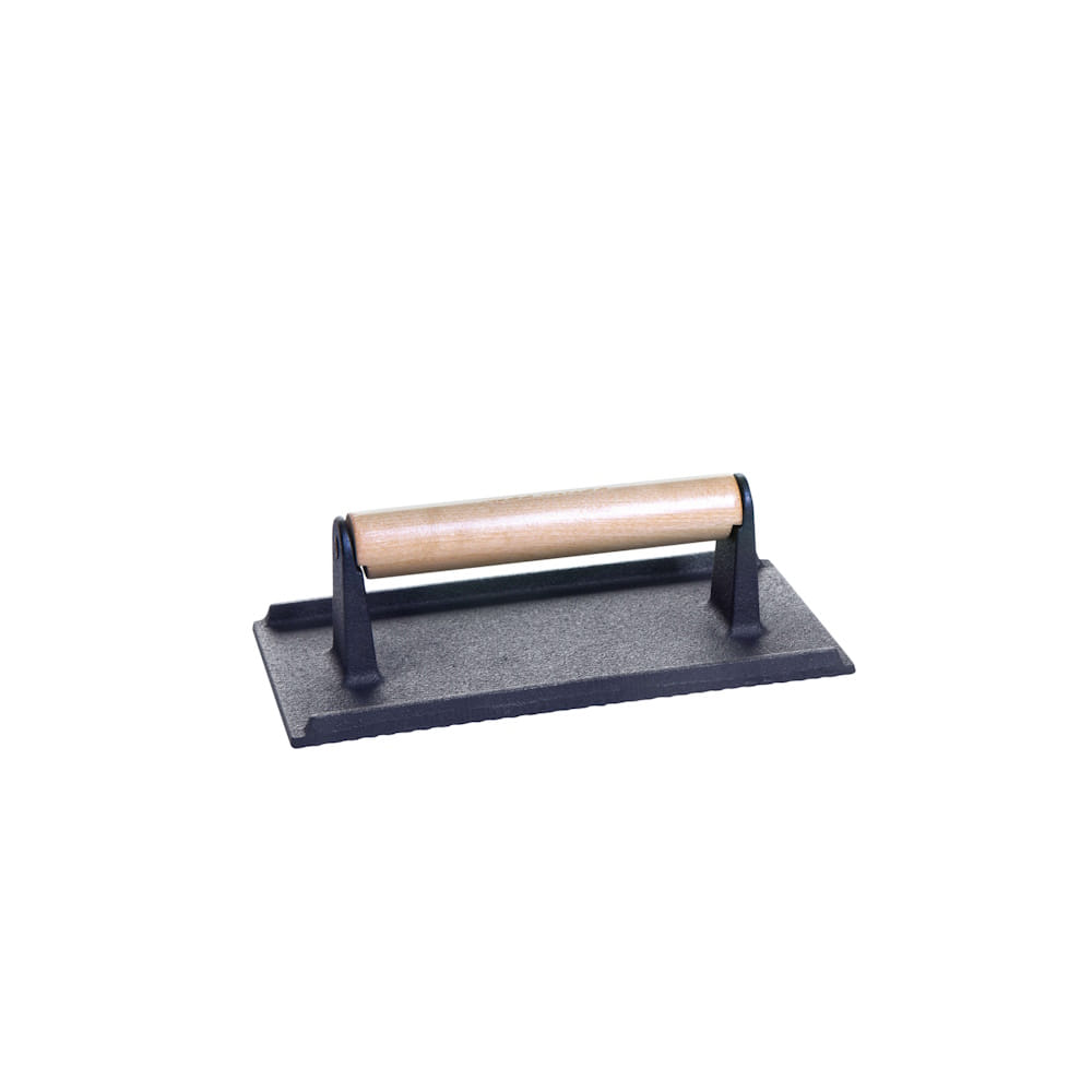Fleisch- und Burgerpresse aus Gusseisen mit Holzgriff 21x11x7 cm