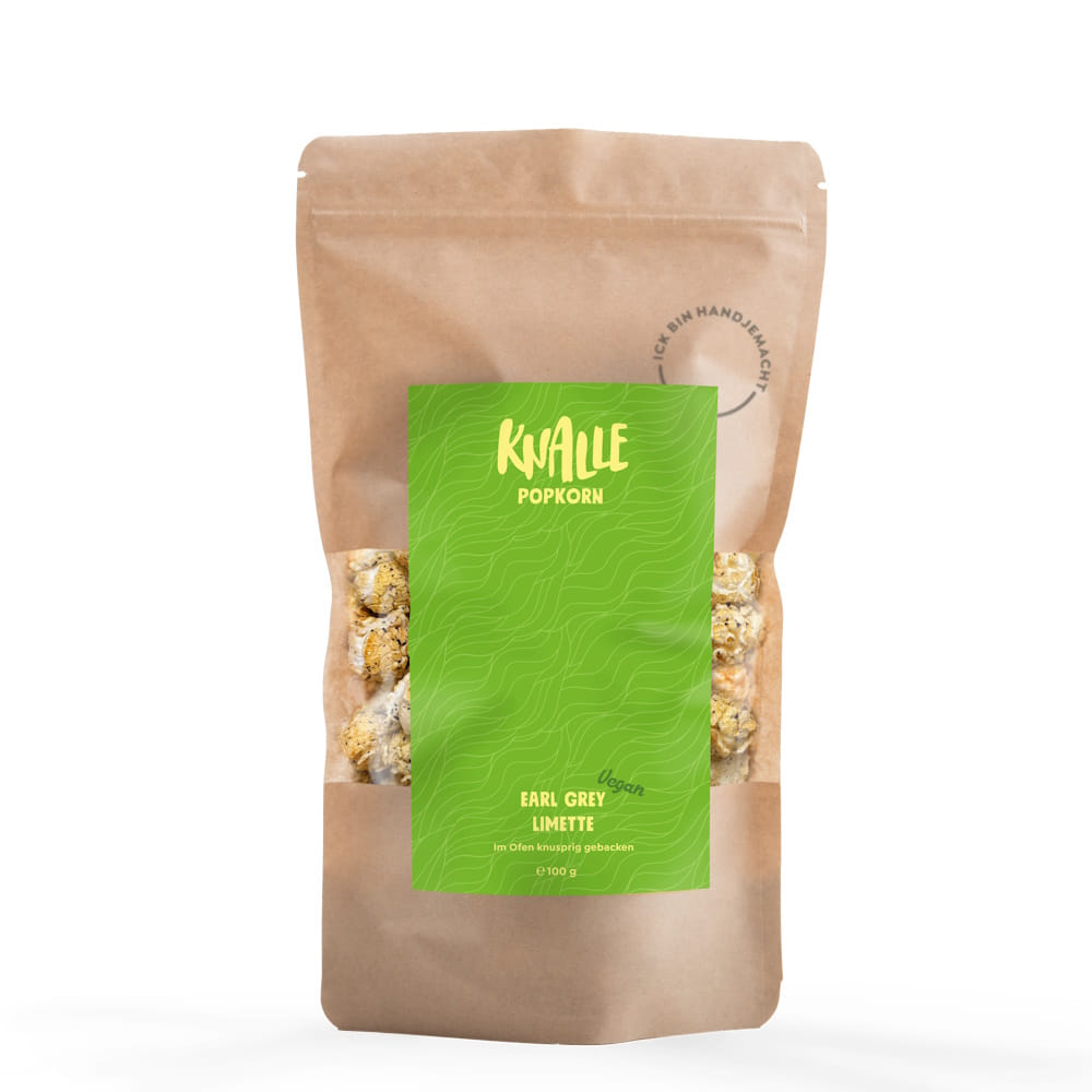 Earl Grey Limette 100g Popkorn von KNALLE Earl Grey Limette Popcorn - VEGAN 100g