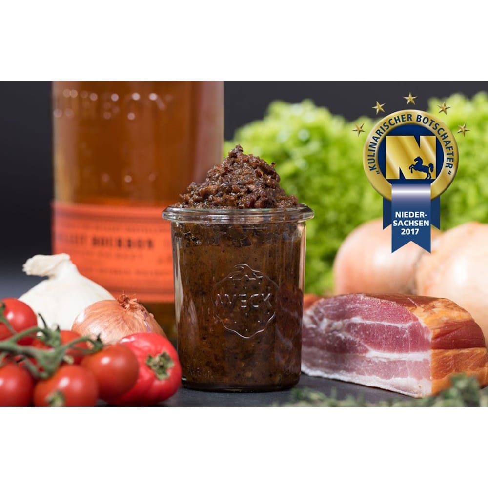 Bacon Jam vom Bunten Bentheimer Schwein - Zwiebel Speck Aufstrich mit Whisky